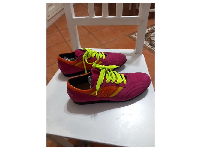 Sneakers Dolce & Gabbana in camoscio fucsia e arancione - vista 2