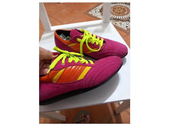 Sneakers Dolce & Gabbana in camoscio fucsia e arancione - vista 5