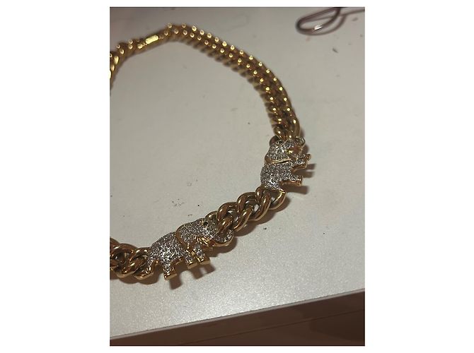 Collana Valentino a Catena con Elefanti e Cristalli Dorata - vista 4