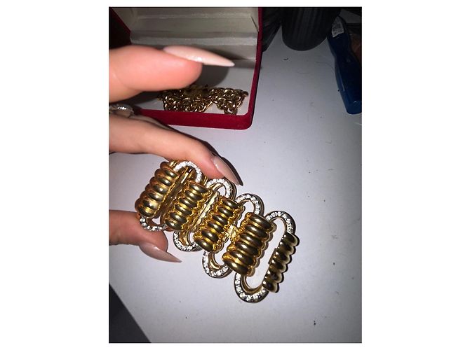 Bracciale Valentino in metallo dorato e cristalli - vista 2