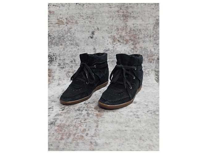 Isabel Marant Bobby Sneakers Alte Nero - vista 2