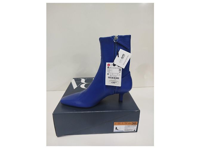 Zara Botines azules de cuero punta afilada - vista 4
