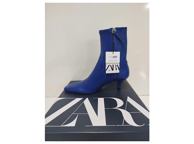 Zara Botines azules de cuero punta afilada - vista 5