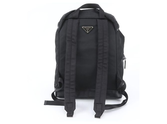 Prada Tessuto Nylon Triangle Logo Leather Backpack - view 3