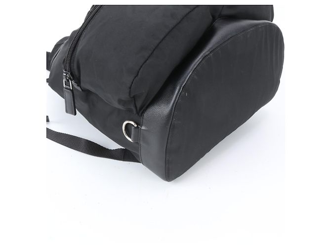 Prada Tessuto Nylon Triangle Logo Leather Backpack - view 4