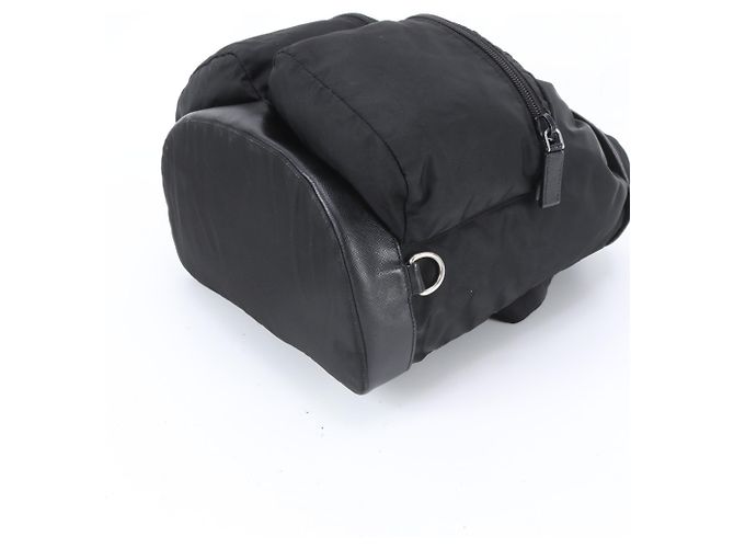 Prada Tessuto Nylon Triangle Logo Leather Backpack - view 5
