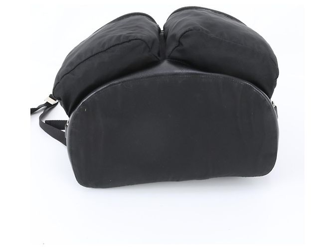 Prada Tessuto Nylon Triangle Logo Leather Backpack - view 6