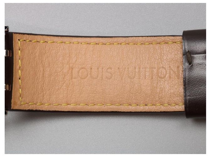 Reloj Louis Vuitton Tambour Damier Ebene Cuero Marrón - vista 11