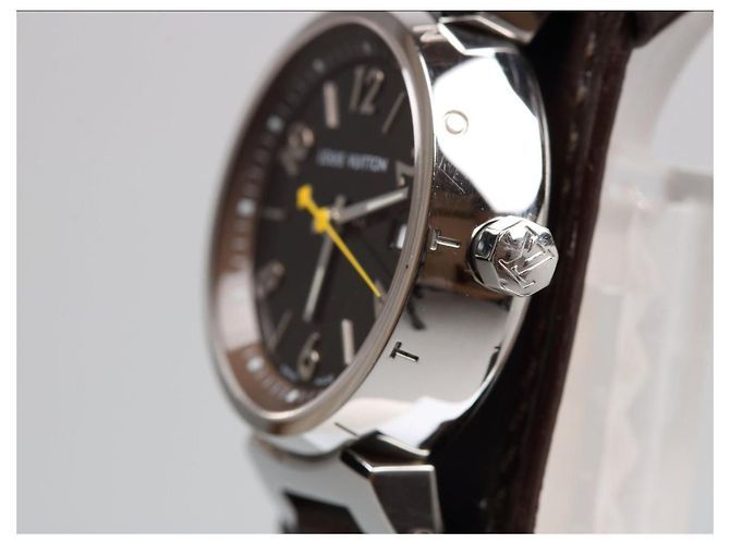 Reloj Louis Vuitton Tambour Damier Ebene Cuero Marrón - vista 7