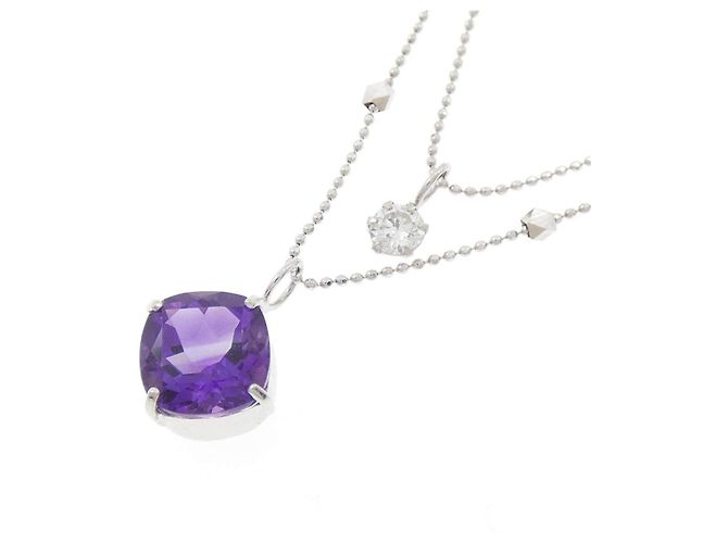 Autre Marque Au750 Amethyst Diamant Collier - Ansicht 3