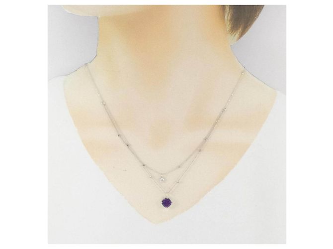 Autre Marque Au750 Amethyst Diamant Collier - Ansicht 6