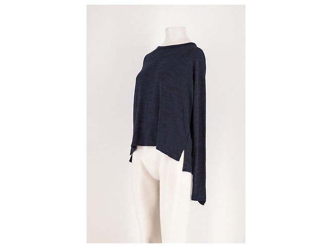 Rag & Bone Navy Blauer Wolle Cropped Pullover Gerade - Ansicht 4