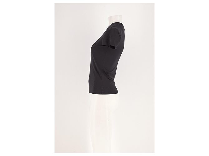 T-shirt nera a maniche corte in cotone Theory - vista 3