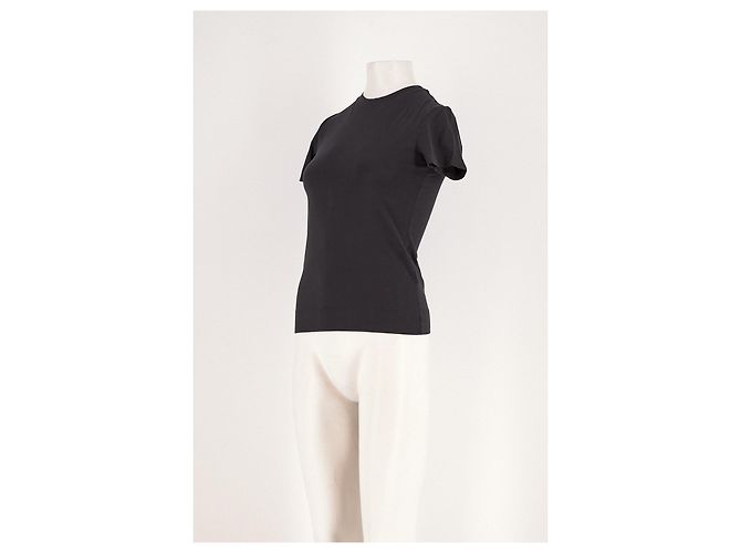 T-shirt nera a maniche corte in cotone Theory - vista 4