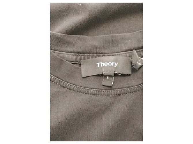 T-shirt nera a maniche corte in cotone Theory - vista 7