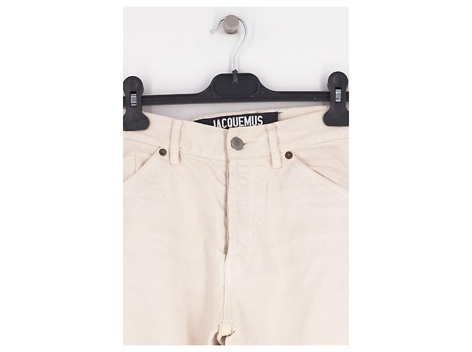 Vaqueros Jacquemus de algodón beige de talle alto - vista 3