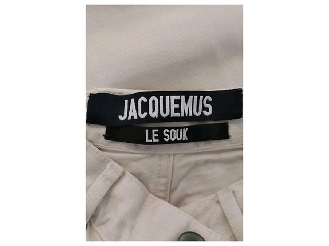 Vaqueros Jacquemus de algodón beige de talle alto - vista 5