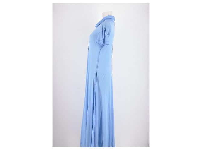Céline Hellblaues Maxikleid mit Rollkragen - Ansicht 3