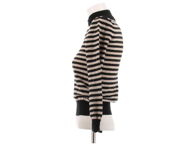 Max Mara Gestreifter Pullover in Beige und Schwarz - Ansicht 4