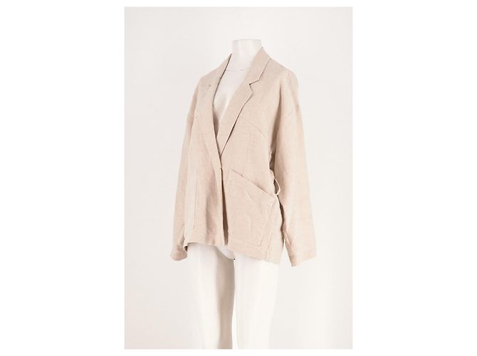 Chaqueta de lino beige Pomandère - vista 4