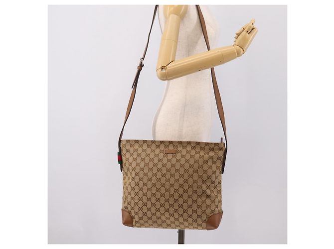 GUCCI GG Canvas Shoulder Bag Beige Silver 308930 - vista 23