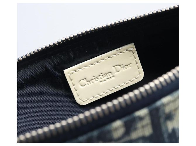 Christian Dior Trotter Canvas Saddle Pouch PVC Navy Silver - vista 17