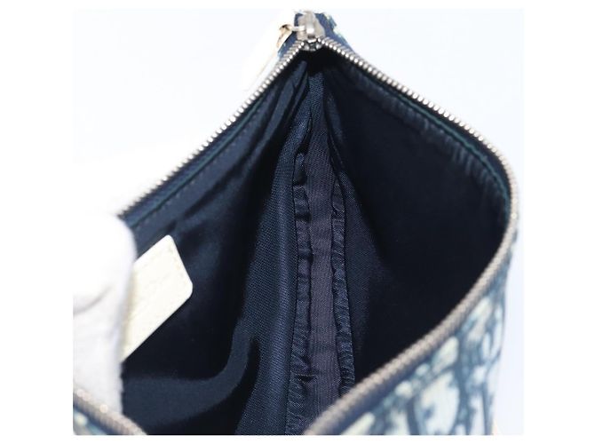 Christian Dior Trotter Canvas Saddle Pouch PVC Navy Silver - vista 19