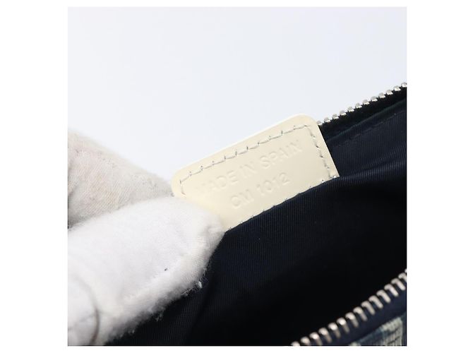 Christian Dior Trotter Canvas Saddle Pouch PVC Navy Silver - vista 21