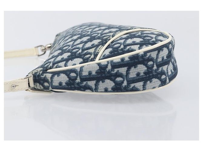 Christian Dior Trotter Canvas Saddle Pouch PVC Navy Silver - vista 5