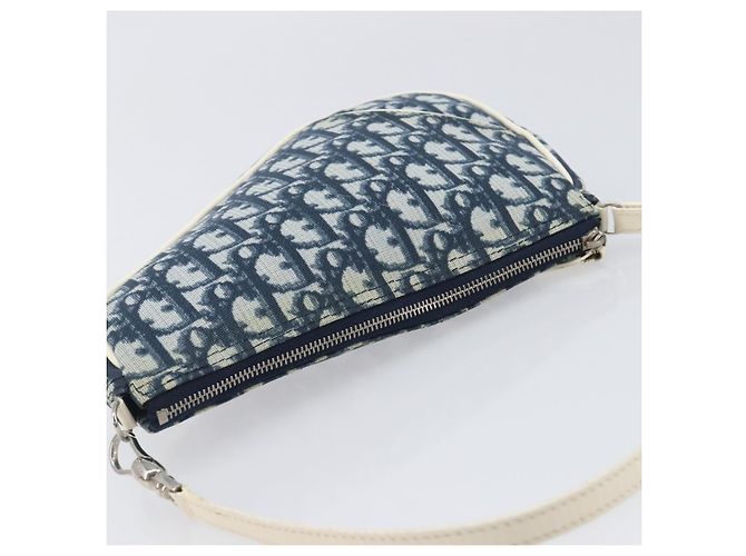 Christian Dior Trotter Canvas Saddle Pouch PVC Navy Silver - vista 6