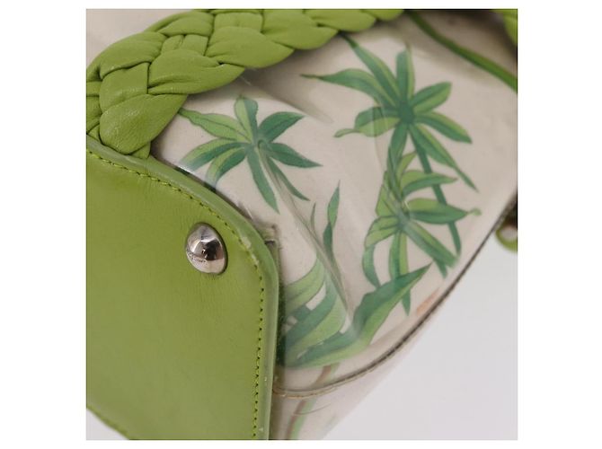 Salvatore Ferragamo Gancini Hand Bag Vinyl Green Silver - vista 12