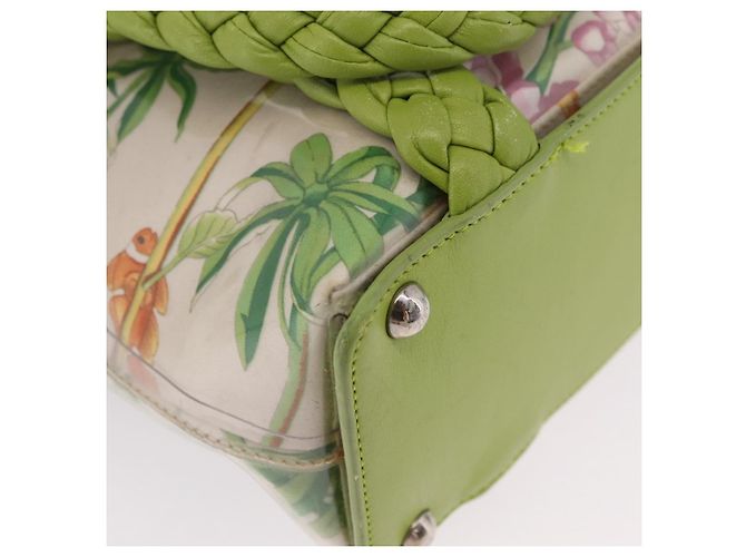Salvatore Ferragamo Gancini Hand Bag Vinyl Green Silver - vista 13