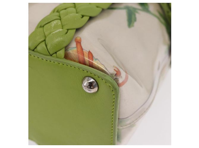 Salvatore Ferragamo Gancini Hand Bag Vinyl Green Silver - vista 14