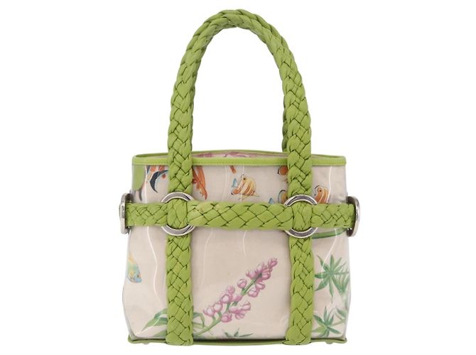 Salvatore Ferragamo Gancini Hand Bag Vinyl Green Silver - vista 3