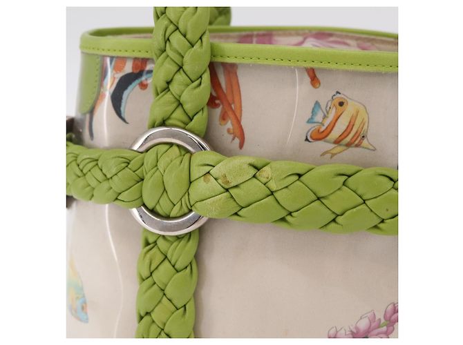 Salvatore Ferragamo Gancini Hand Bag Vinyl Green Silver - vista 4