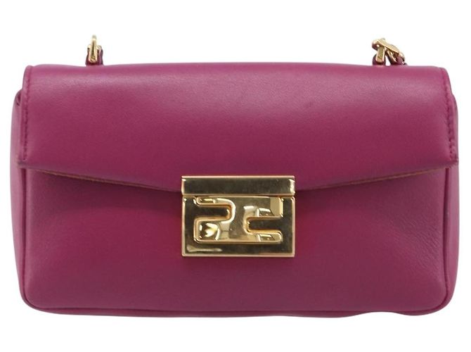 FENDI Mini Baguette Chain Shoulder Bag Leather Pink Gold 8M0315 - vista 13