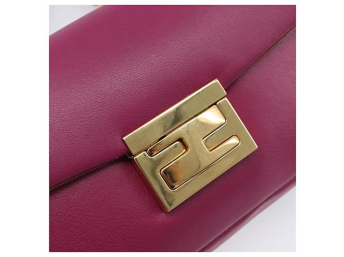 FENDI Mini Baguette Chain Shoulder Bag Leather Pink Gold 8M0315 - vista 19