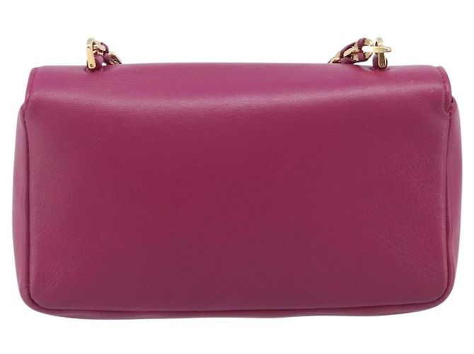 FENDI Mini Baguette Chain Shoulder Bag Leather Pink Gold 8M0315 - vista 2