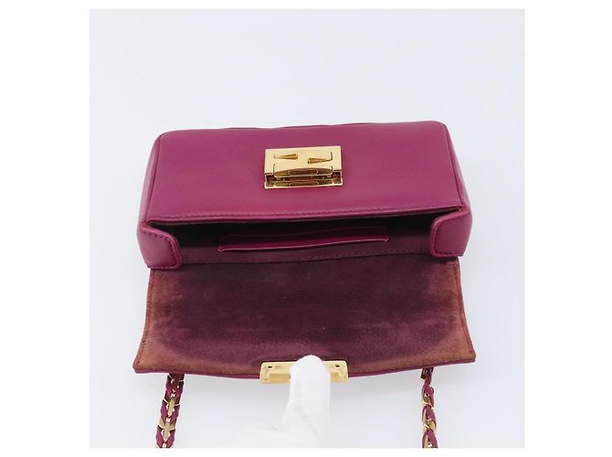 FENDI Mini Baguette Chain Shoulder Bag Leather Pink Gold 8M0315 - vista 20