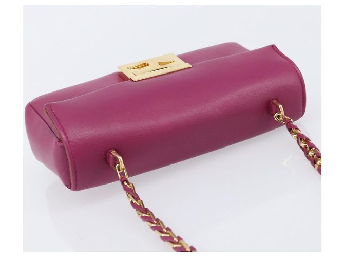 FENDI Mini Baguette Chain Shoulder Bag Leather Pink Gold 8M0315 - vista 6