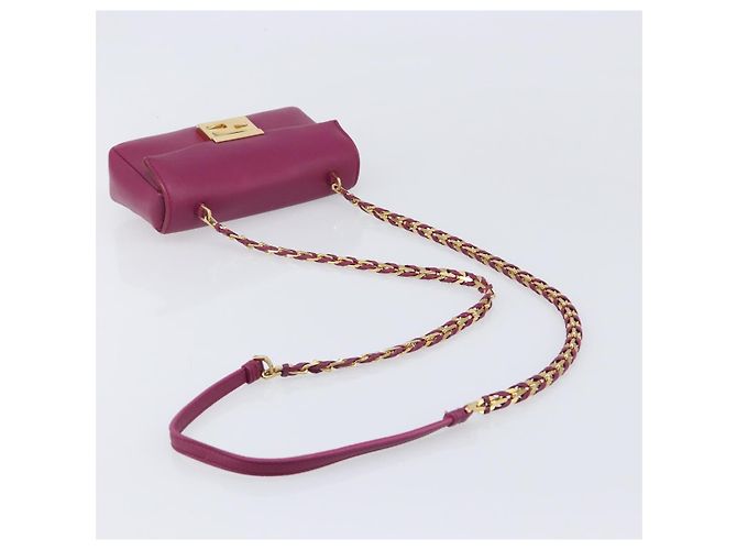FENDI Mini Baguette Chain Shoulder Bag Leather Pink Gold 8M0315 - vista 7