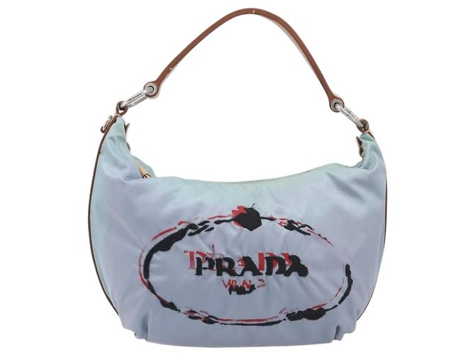 PRADA Shoulder Bag Nylon Light Blue Silver - vista 13
