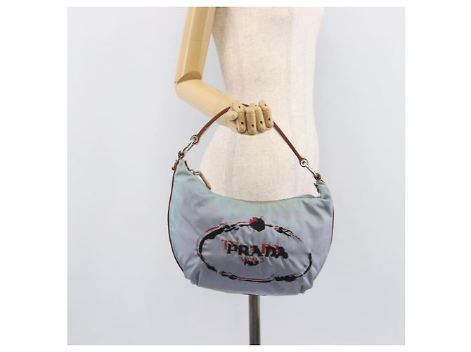 PRADA Shoulder Bag Nylon Light Blue Silver - vista 28