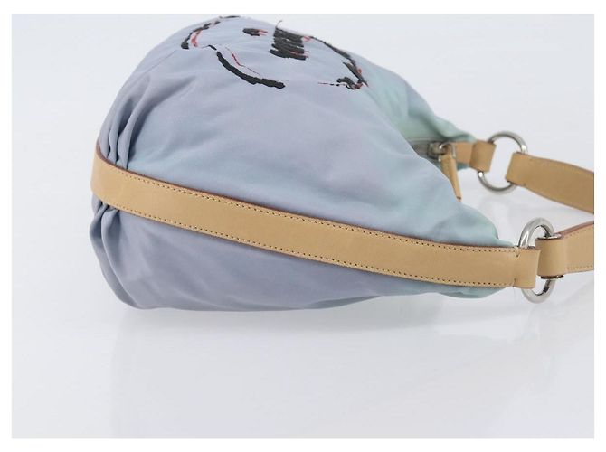 PRADA Shoulder Bag Nylon Light Blue Silver - vista 3