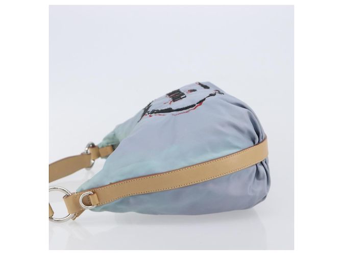 PRADA Shoulder Bag Nylon Light Blue Silver - vista 4