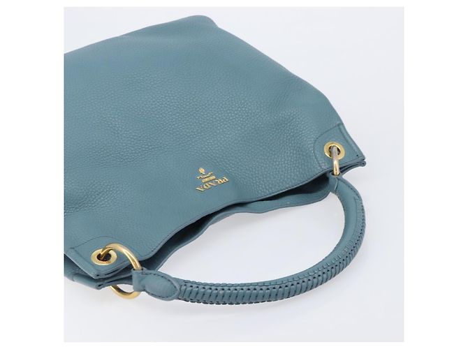 PRADA Tote Bag Leder Hellblau Gold - Ansicht 14