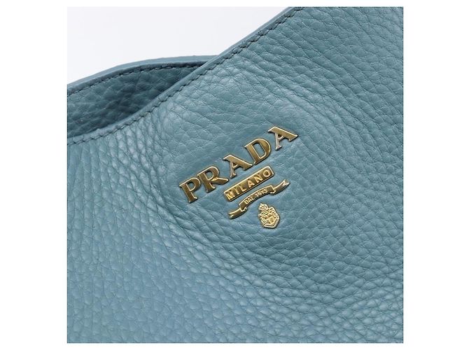 PRADA Tote Bag Leder Hellblau Gold - Ansicht 21