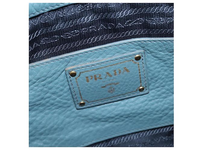 PRADA Tote Bag Leder Hellblau Gold - Ansicht 22