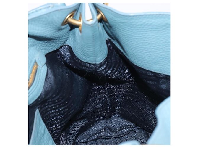 PRADA Tote Bag Leder Hellblau Gold - Ansicht 23