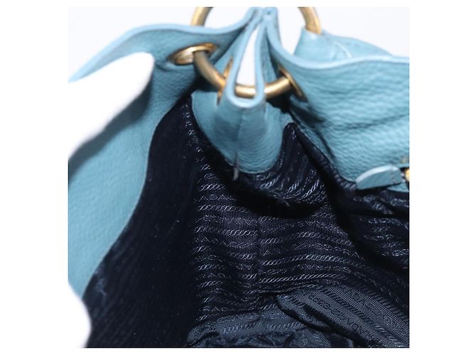 PRADA Tote Bag Leder Hellblau Gold - Ansicht 24